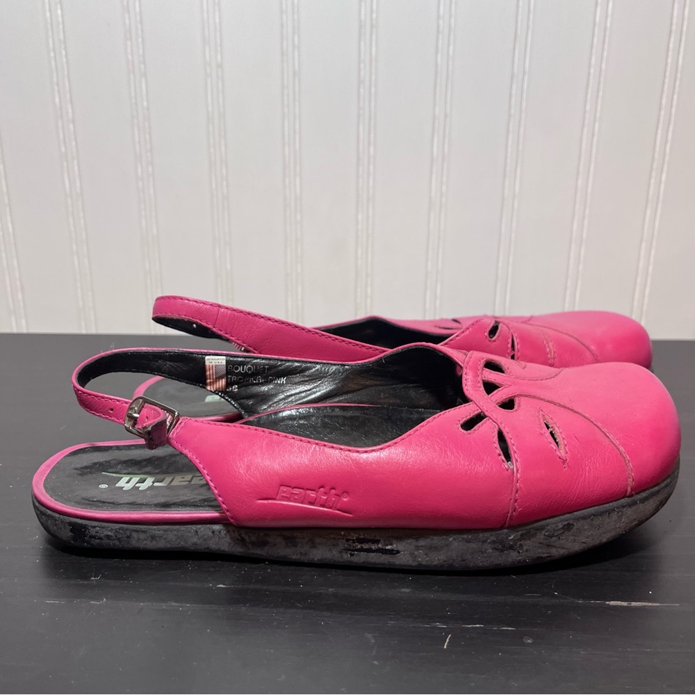 Earth Kalso Bouquet Tropical Pink Leather Slingback Sandals Negative Heel 8B - Picture 3 of 13
